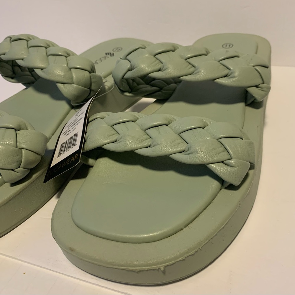 Rocawear Mint Green Braided Slide Sandals